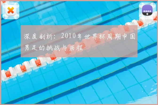 深度剖析：2010年世界杯周期中国男足的挑战与历程